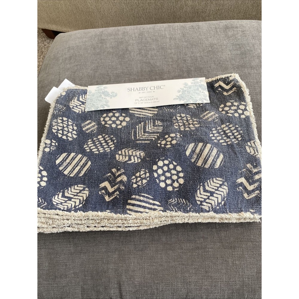 Shabby Chic set of 4 Blue Easter Egg placemats NEW Rachel Ashwell 13 X 19”